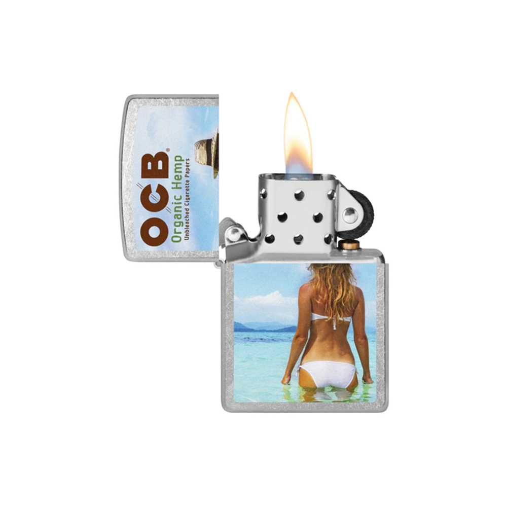 Zippo 207-110384 OCB Reg Chrome Rolling Tray Beach Art_1